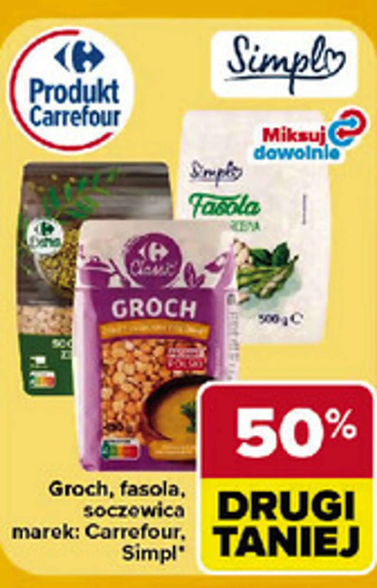 Groch, fasola, soczewica Carrefour, Simpl