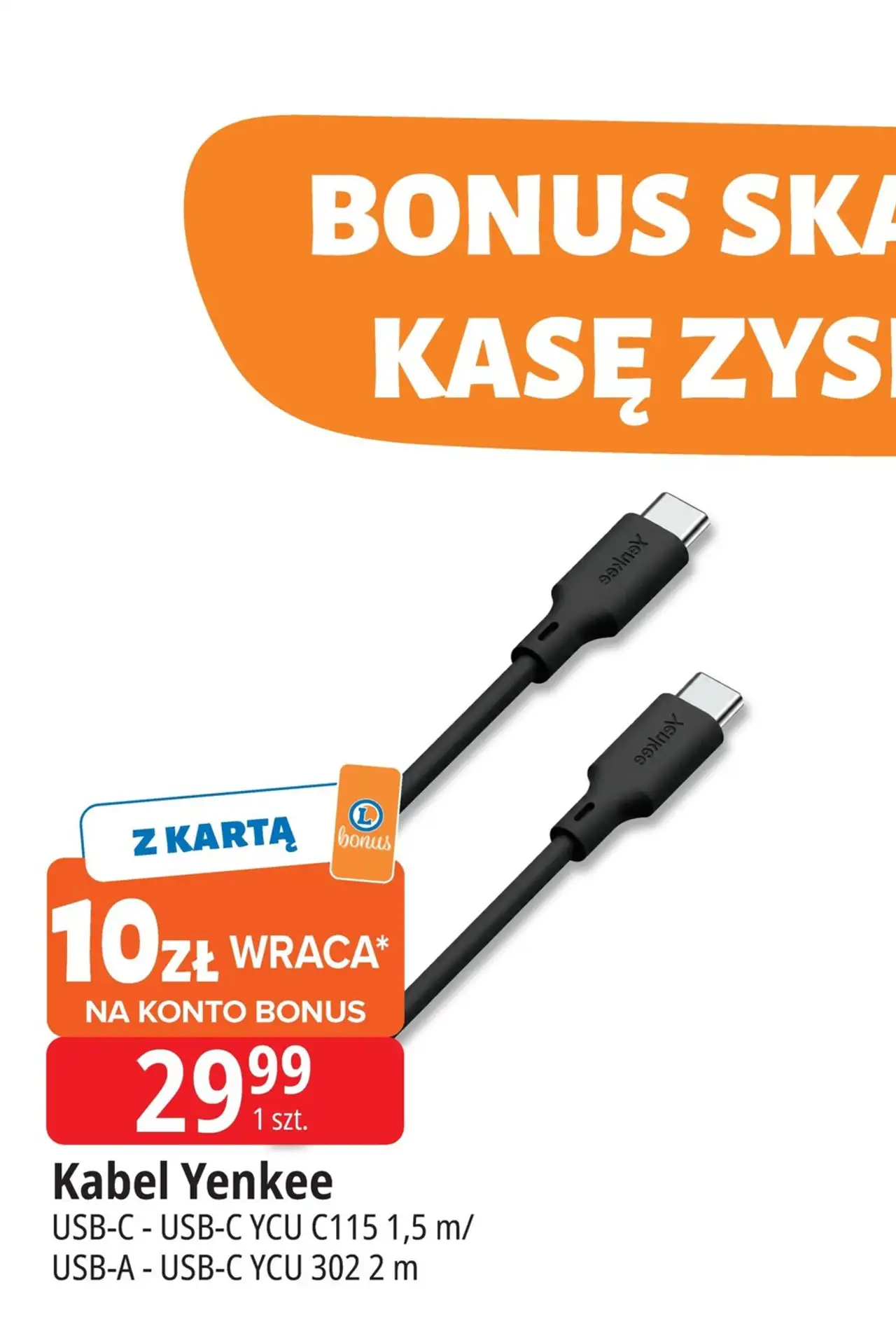 Kabel Yenkee USB-C - USB-C YCU C115 1,5 m/ USB-A - USB-C YCU 302 2 m