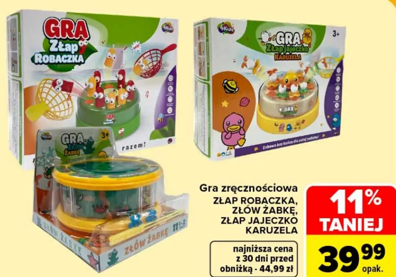 Gra zręcznościowa Złap Robaczka, Złów Żabkę lub Złap Jajeczko Karuzela
