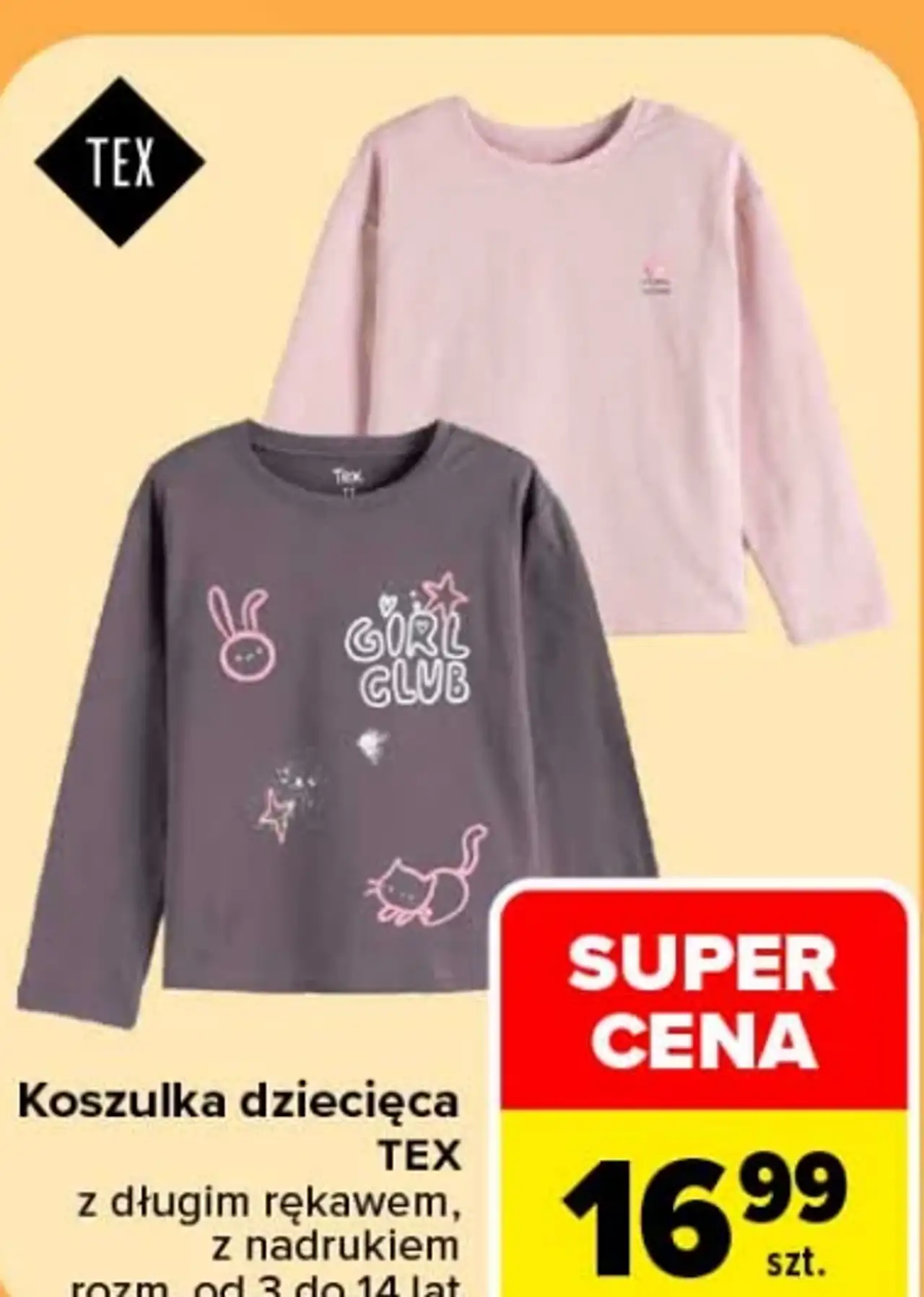 Koszulka dziecięca TEX z długim rękawem, z nadrukiem