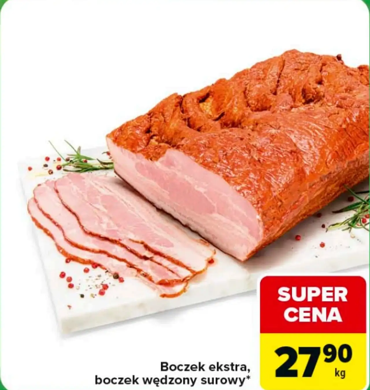Boczek ekstra, boczek wędzony surowy