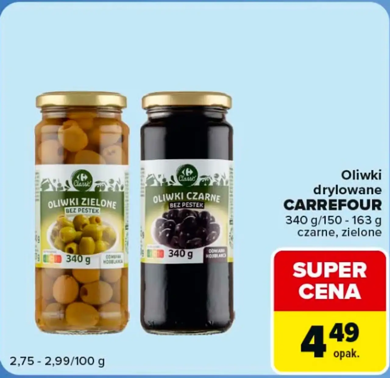 Oliwki drylowane CARREFOUR czarne, zielone