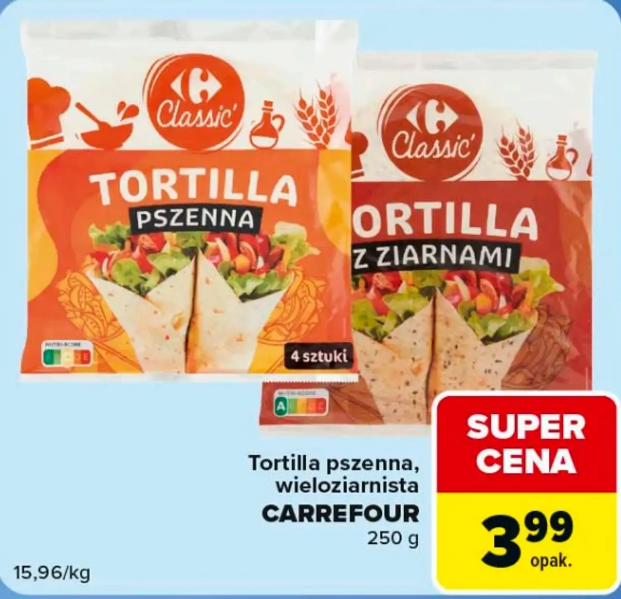 Tortilla pszenna, wieloziarnista CARREFOUR