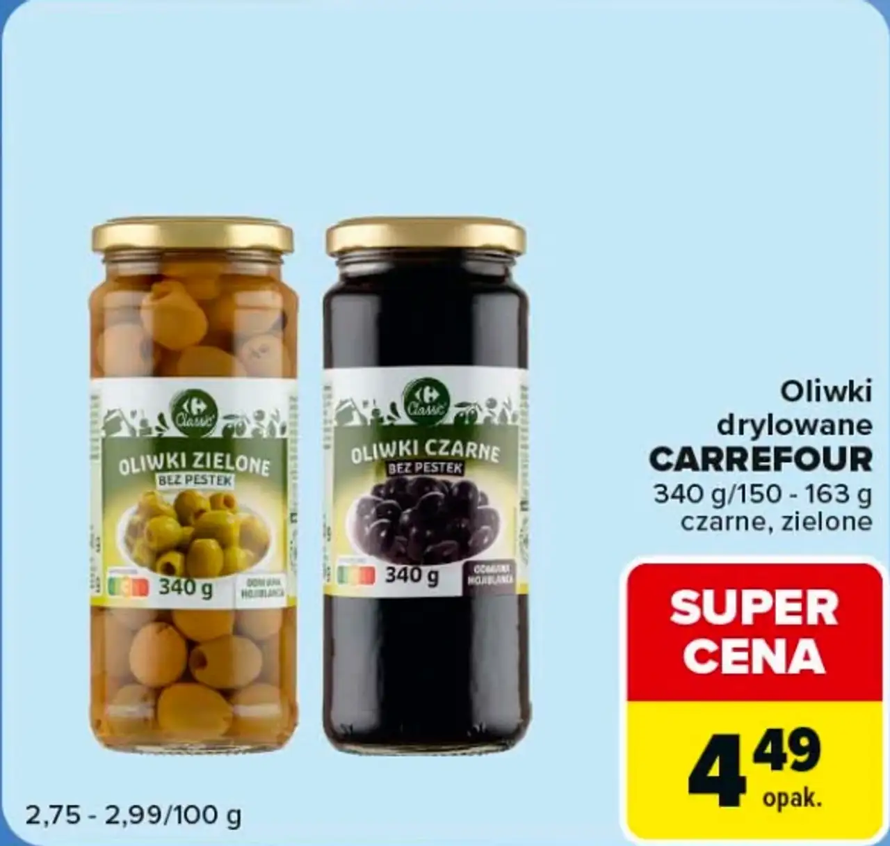 Oliwki drylowane Carrefour zielone, czarne
