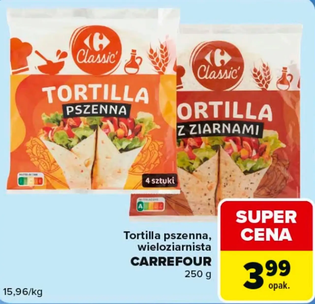 Tortilla pszenna, wieloziarnista Carrefour Classic