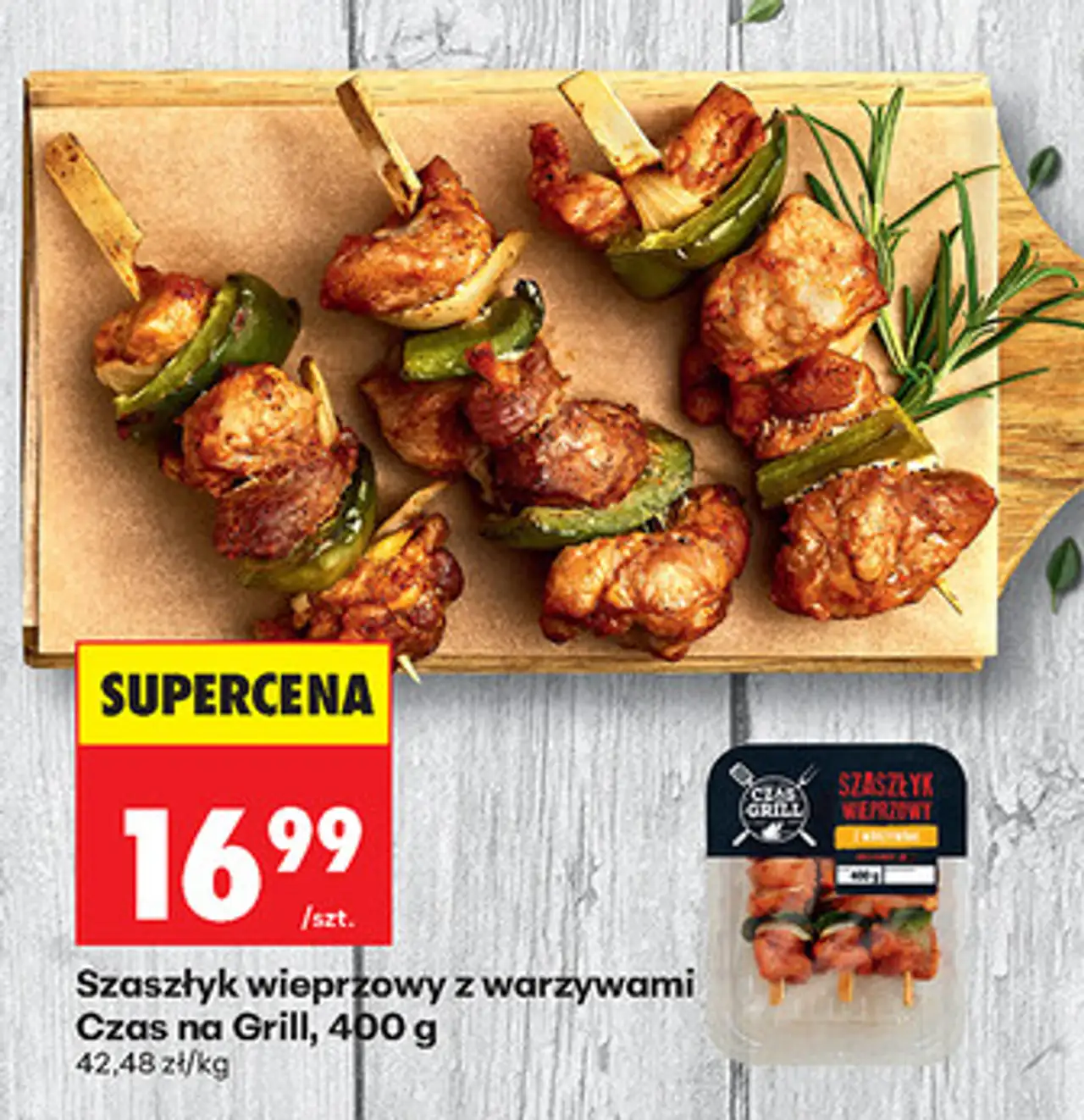 Szaszłyk wieprzowy z warzywami Czas na Grill, 400 g