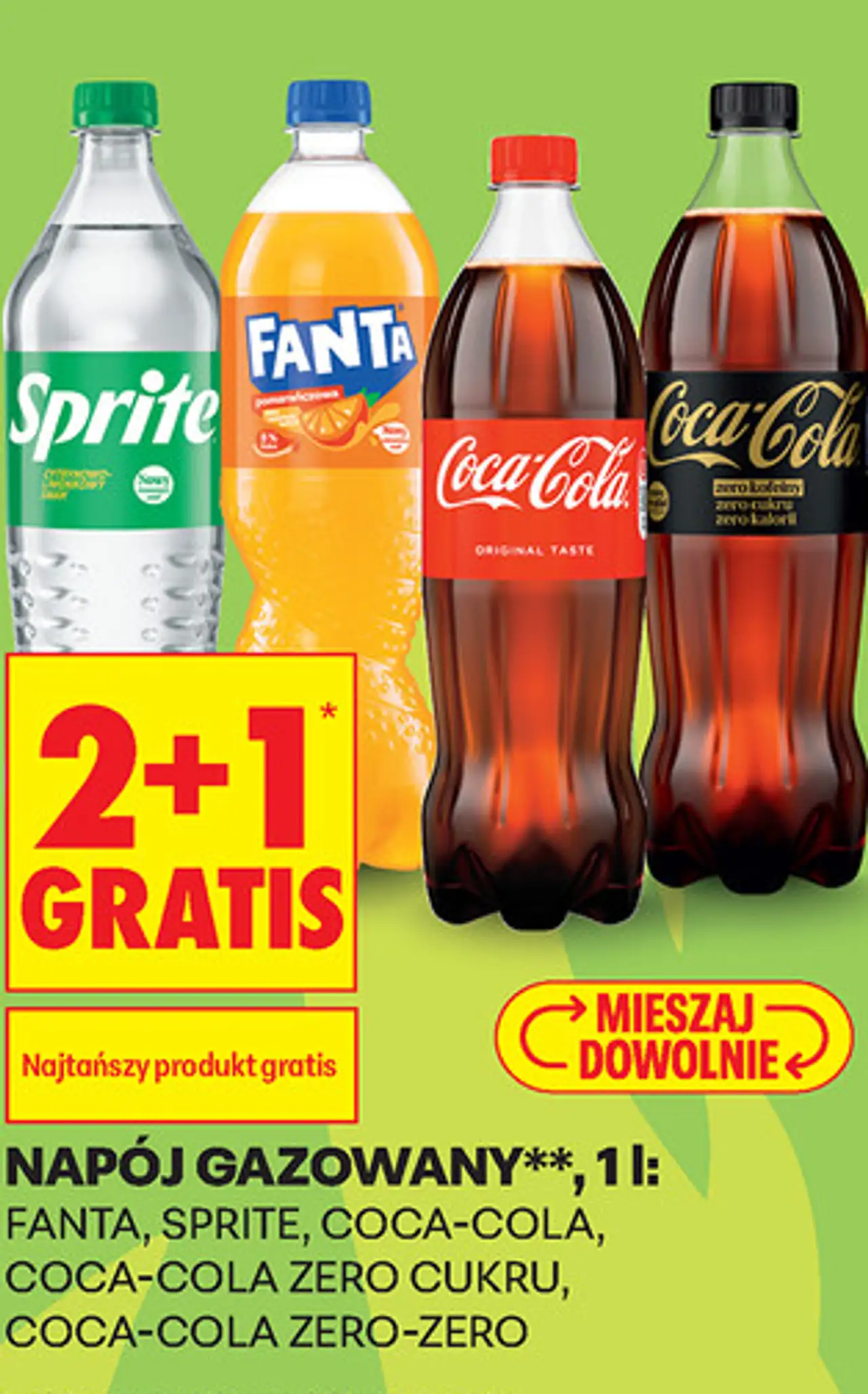 Napój gazowany Coca-Cola, Sprite, Fanta, Coca-Cola Zero Cukru, Coca-Cola Zero-Zero