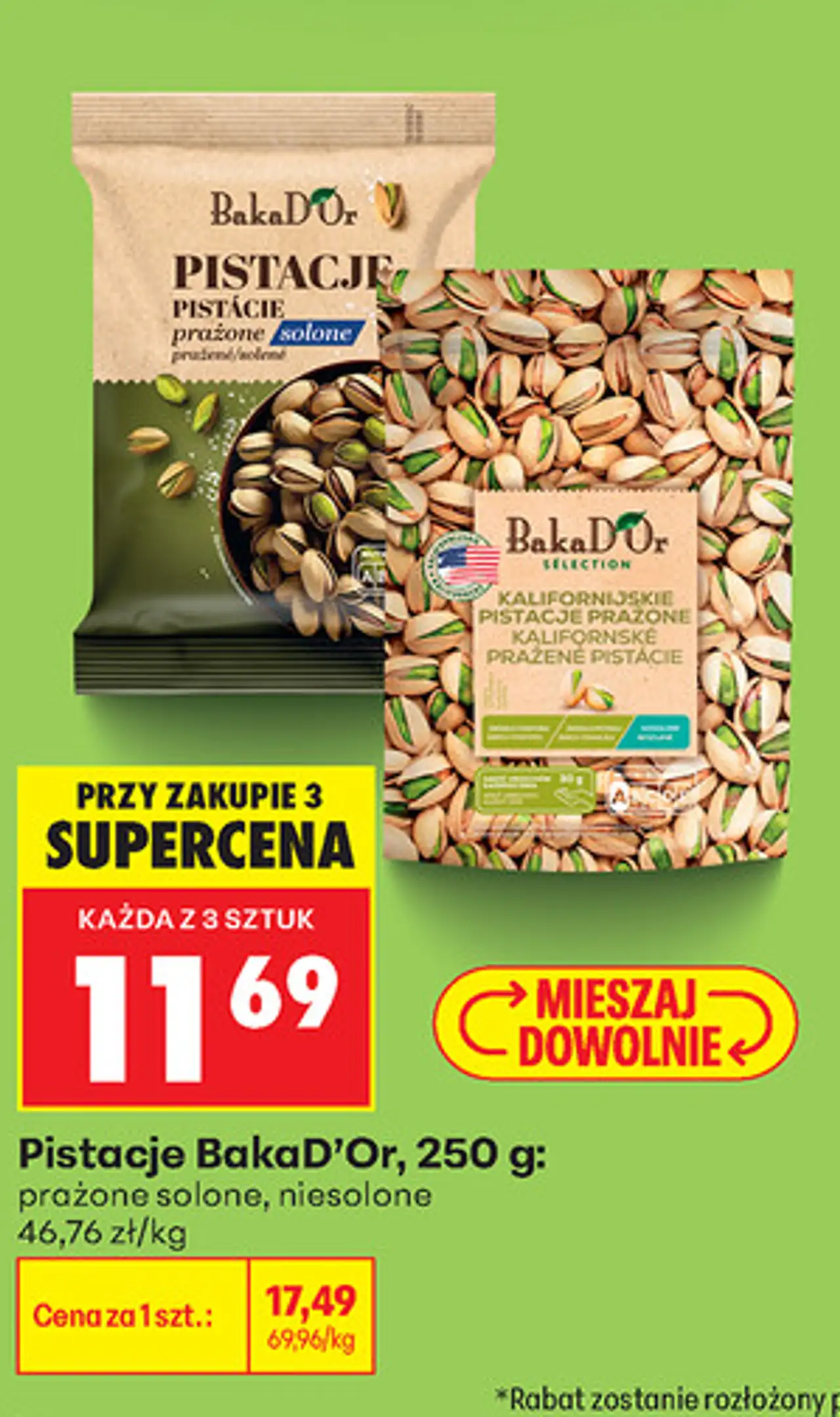 Pistacje BakaD'Or, prażone solone, niesolone