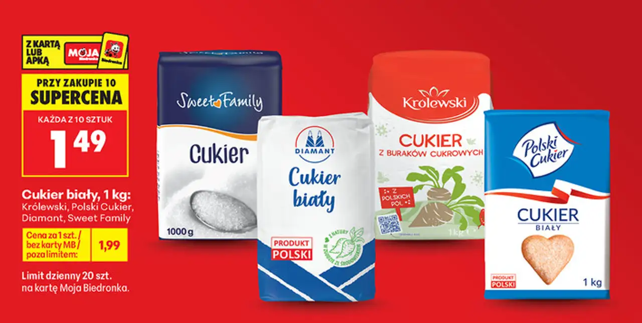 Cukier biały Królewski, Polski Cukier, Diamant, Sweet Family