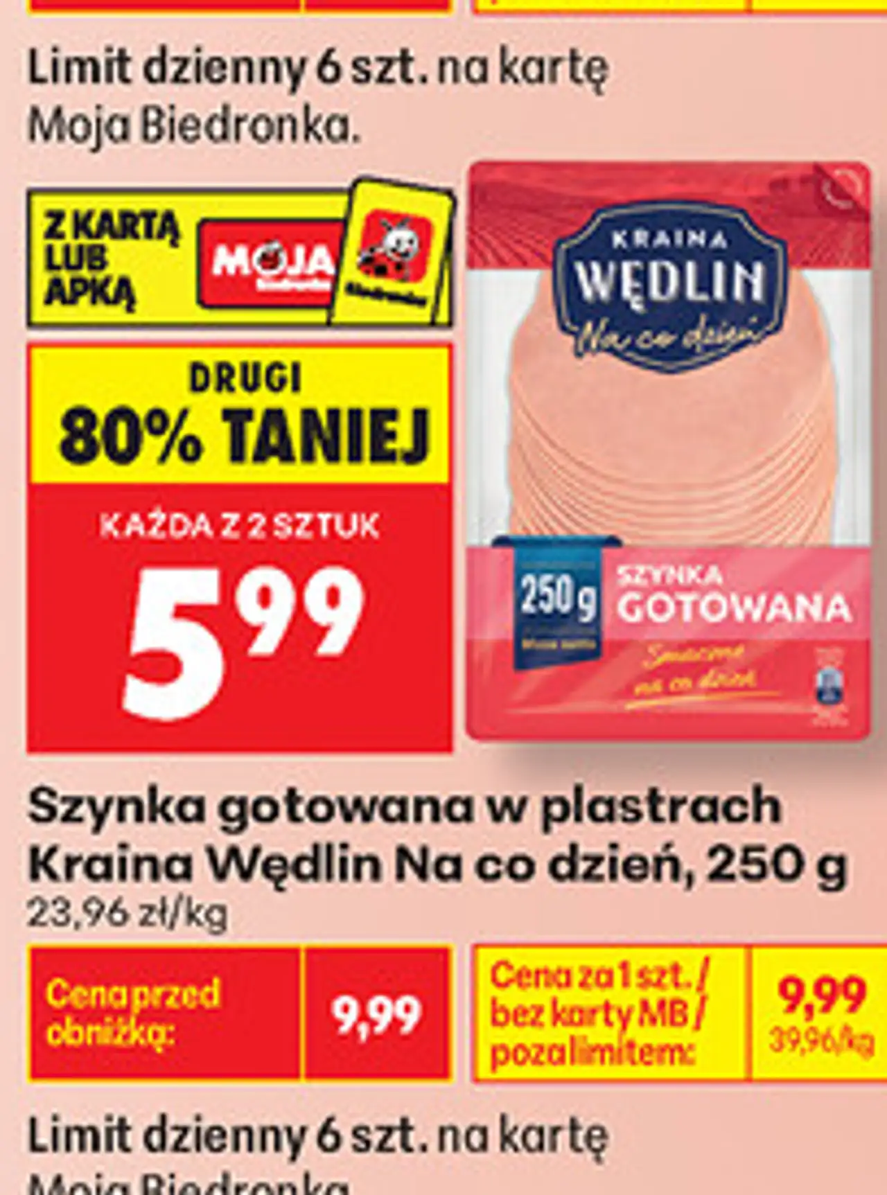 Szynka gotowana w plastrach Kraina Wędlin Na co dzień