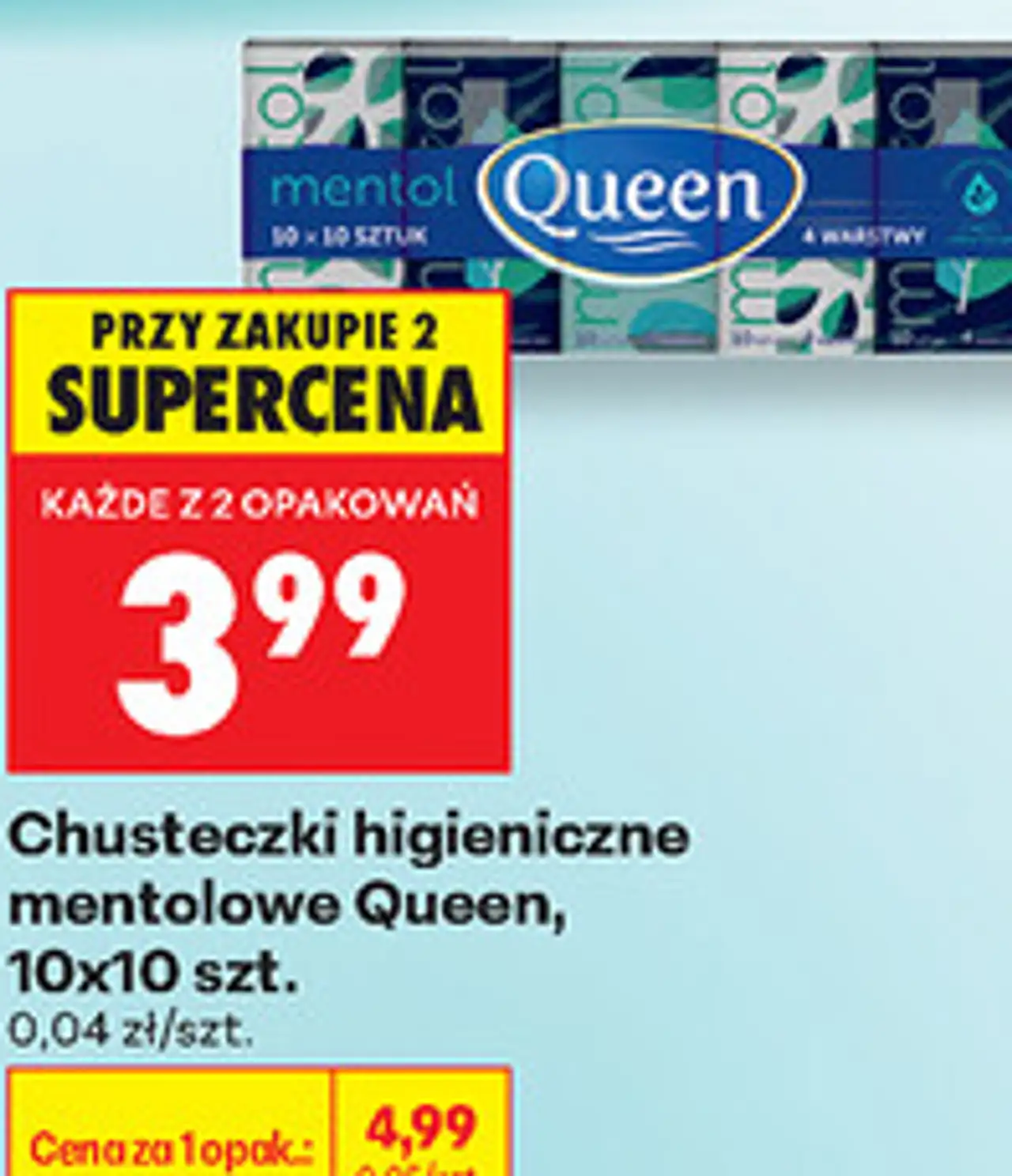 Chusteczki higieniczne mentolowe Queen, 10x10 szt.
