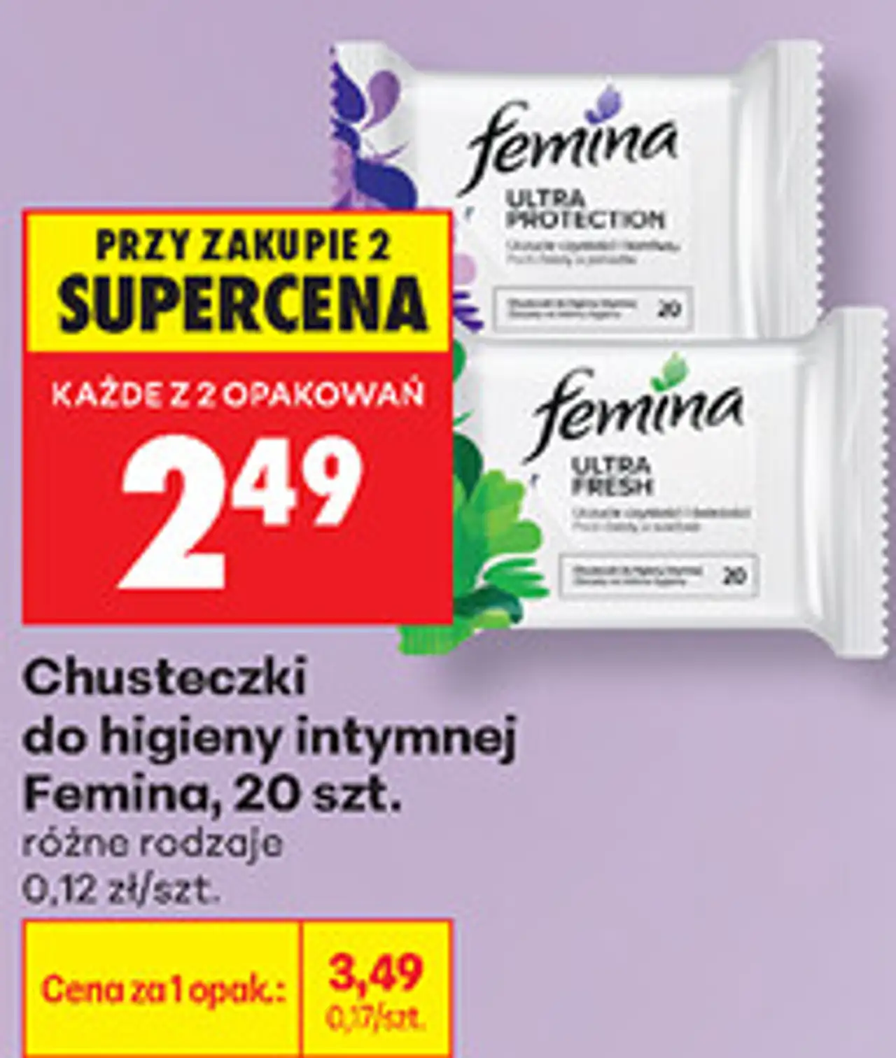 Chusteczki do higieny intymnej Femina, 20 szt.