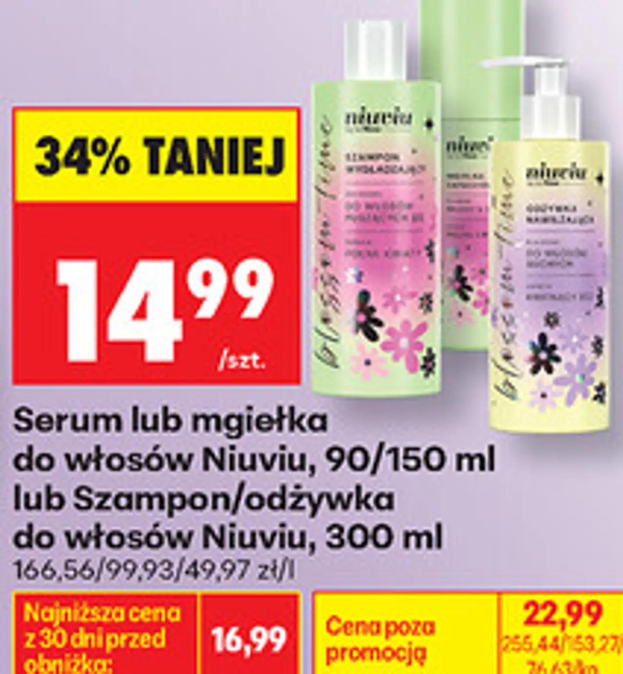 Serum lub mgiełka do włosów Niuviu, 90/150 ml lub Szampon/odżywka do włosów Niuviu, 300 ml