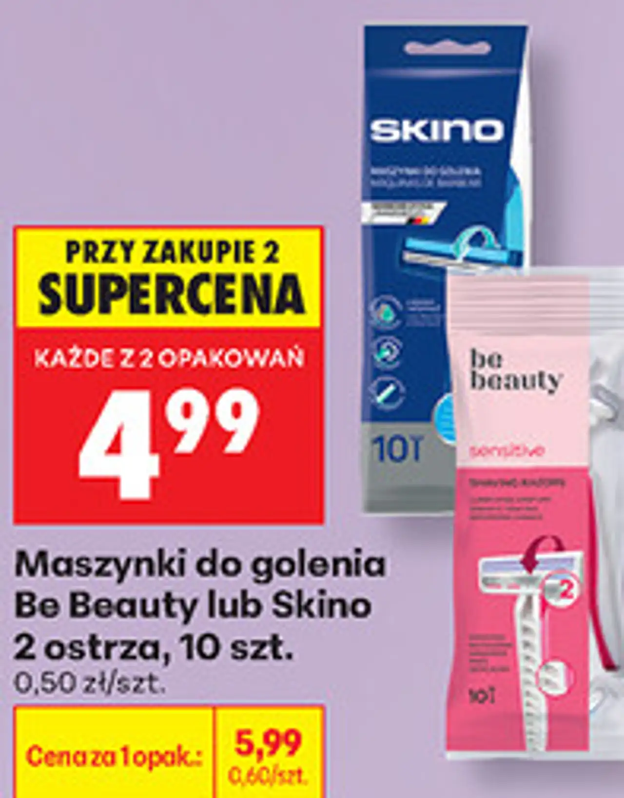 Maszynki do golenia Be Beauty lub Skino, 2 ostrza, 10 szt.