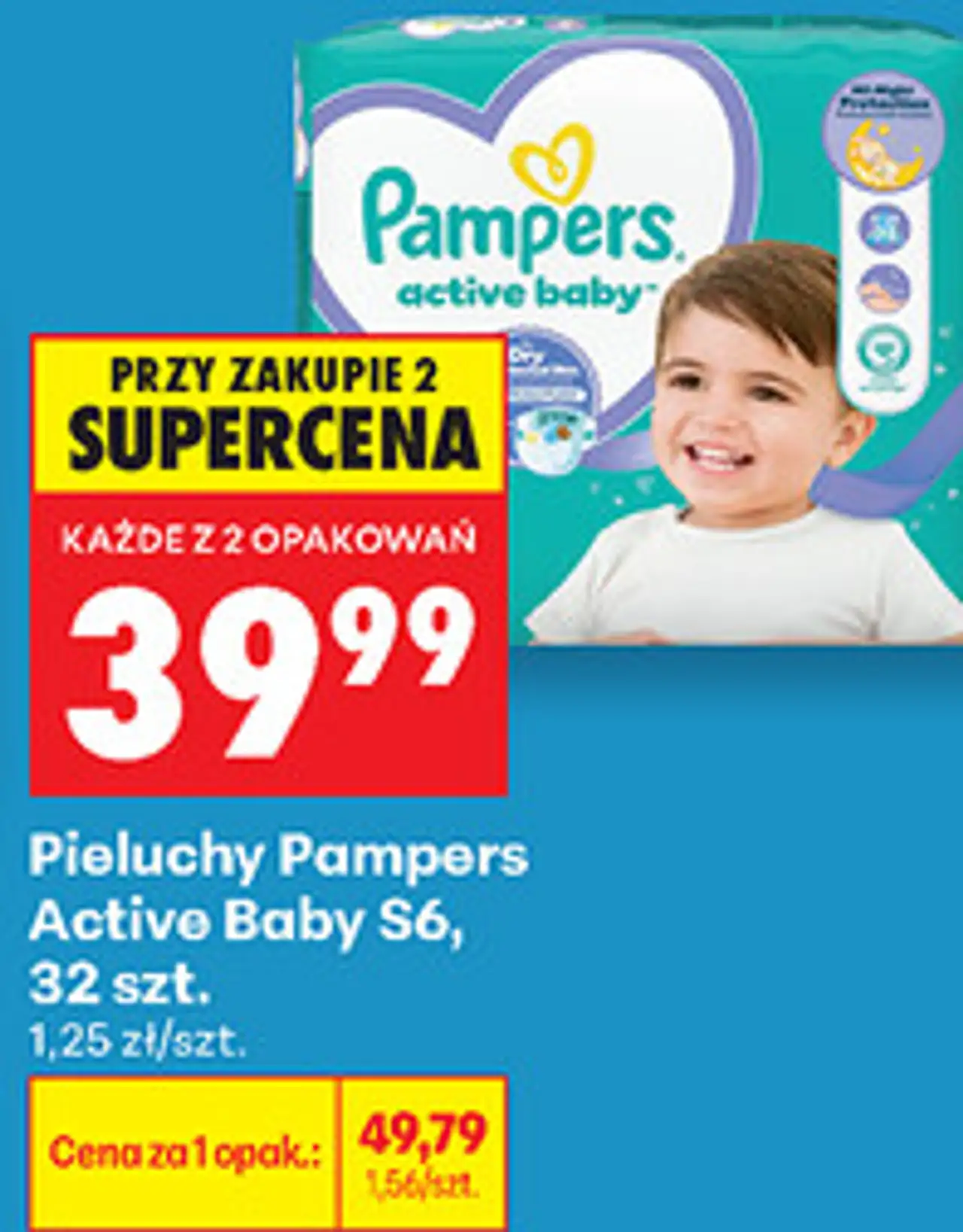 Pieluchy Pampers Active Baby S6, 32 szt.