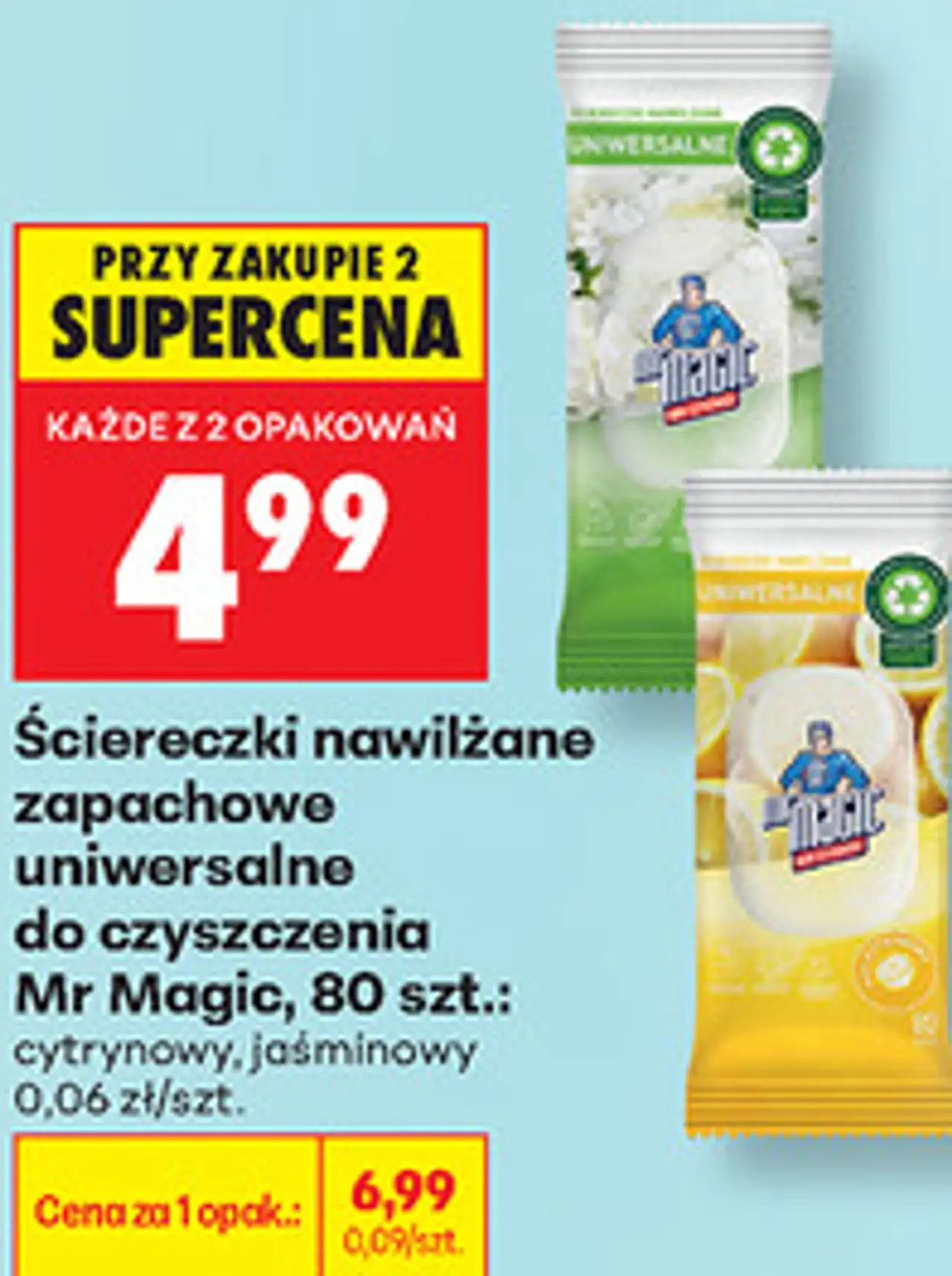 Ściereczki nawilżane zapachowe uniwersalne do czyszczenia Mr Magic, 80 szt.