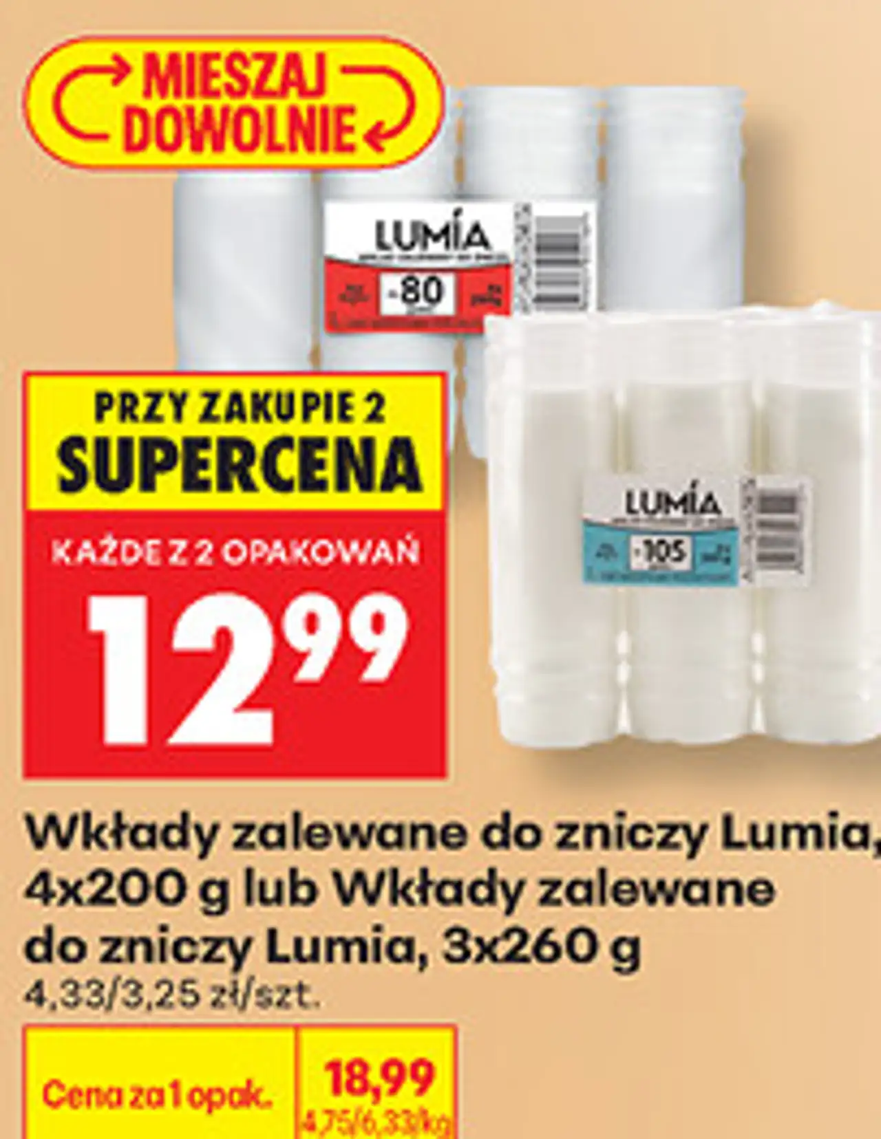Wkłady zalewane do zniczy Lumia, 4x200 g lub Wkłady zalewane do zniczy Lumia, 3x260 g