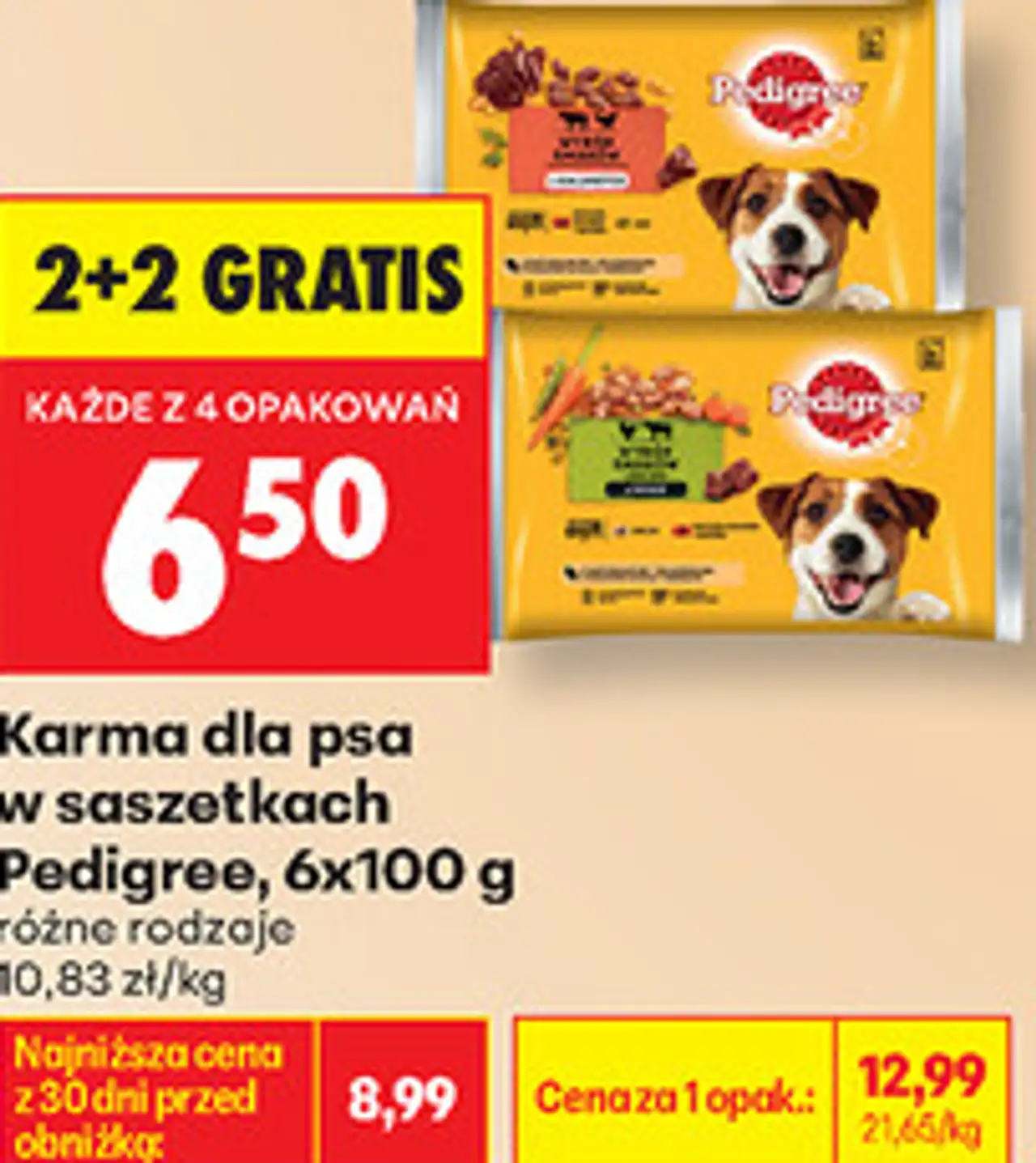 Karma dla psa w saszetkach Pedigree, 6x100 g