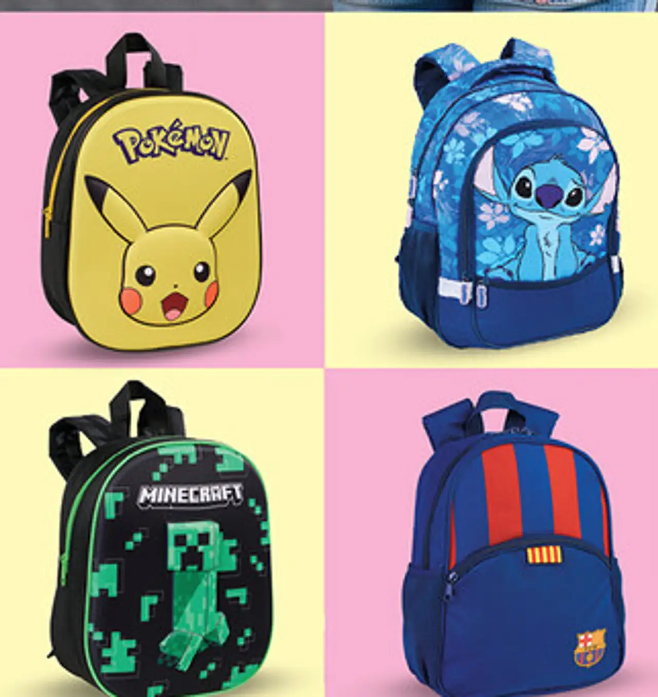 Plecaki lub tornister licencjonowany (np. Pokémon, Stitch, Minecraft, FC Barcelona)