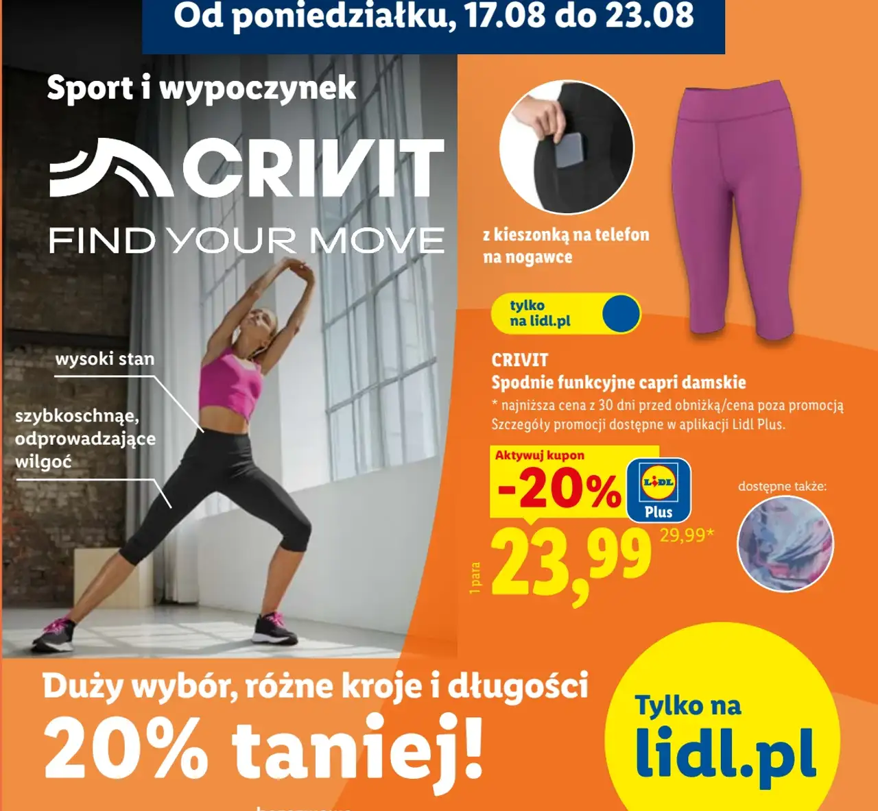 CRIVIT Spodnie funkcyjne capri damskie
