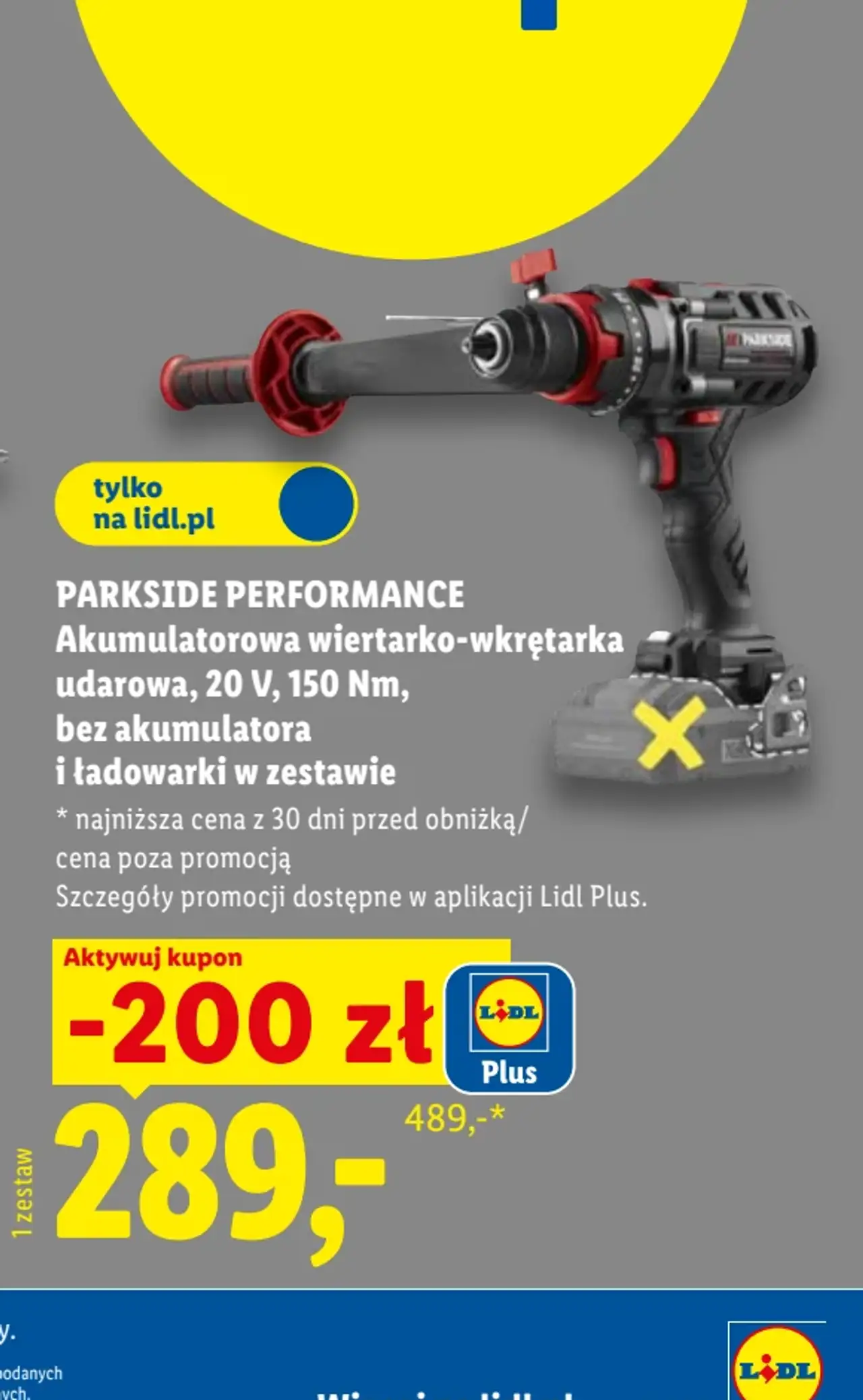 PARKSIDE PERFORMANCE Akumulatorowa wiertarko-wkrętarka udarowa, 20 V, 150 Nm, bez akumulatora i ładowarki w zestawie