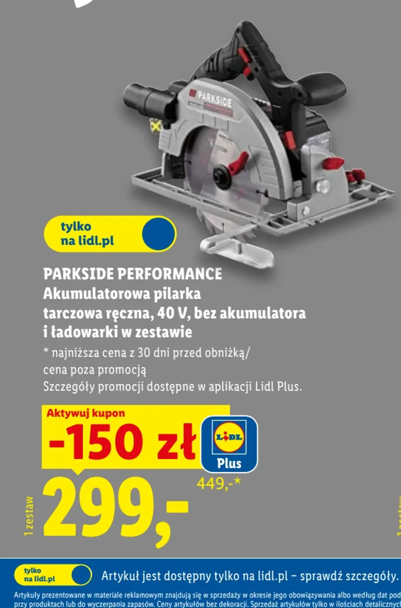 PARKSIDE PERFORMANCE Akumulatorowa pilarka tarczowa ręczna, 40 V, bez akumulatora i ładowarki w zestawie