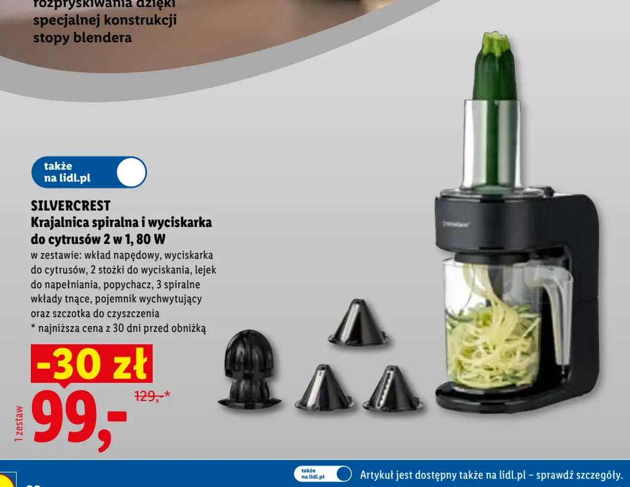 Silvercrest Krajalnica spiralna i wyciskarka do cytrusów 2 w 1, 80 W