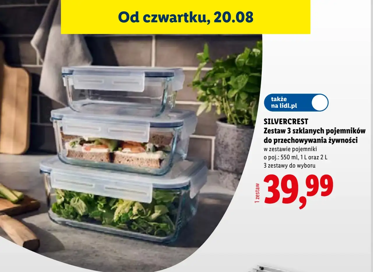 SILVERCREST Zestaw 3 szklanych pojemników do przechowywania żywności