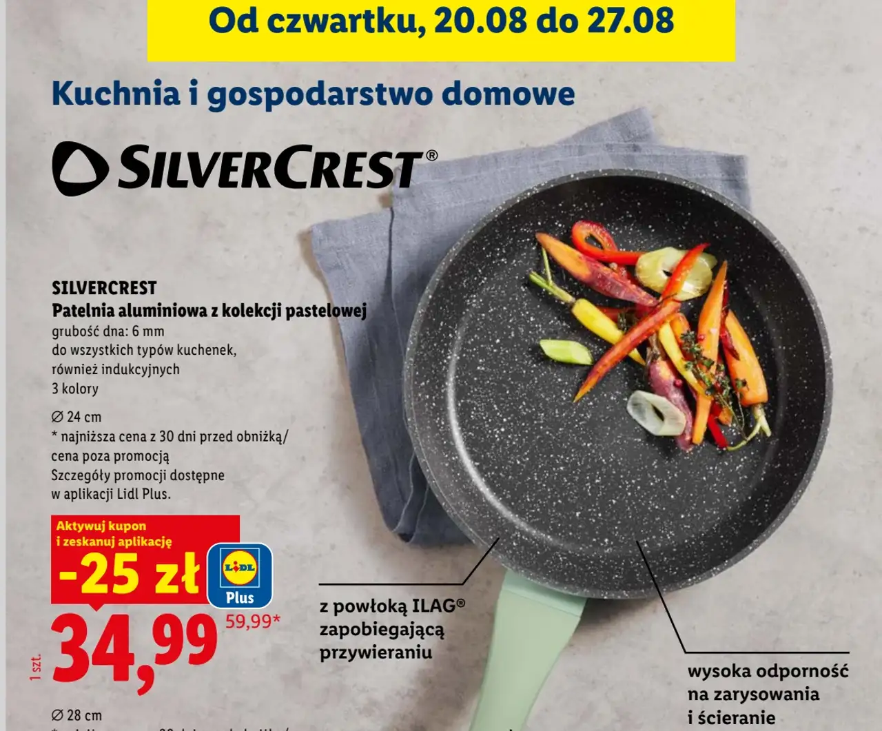 Silvercrest Patelnia aluminiowa z kolekcji pastelowej Ø 24 cm