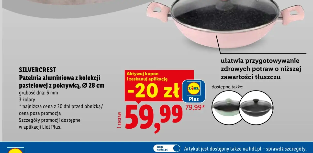 Silvercrest Patelnia aluminiowa z kolekcji pastelowej z pokrywką, Ø 28 cm