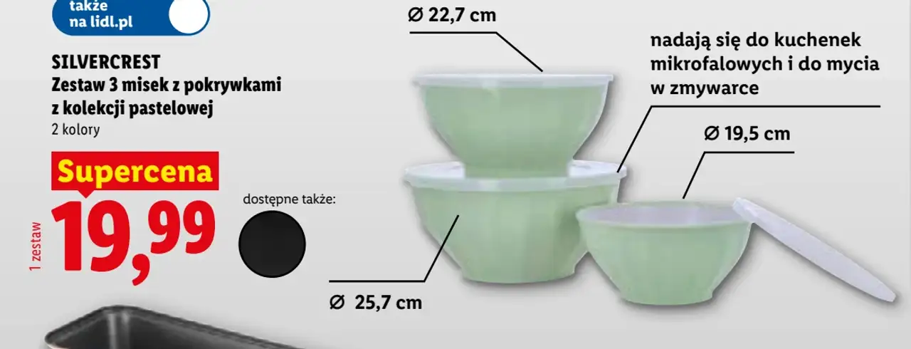 SILVERCREST Zestaw 3 misek z pokrywkami z kolekcji pastelowej