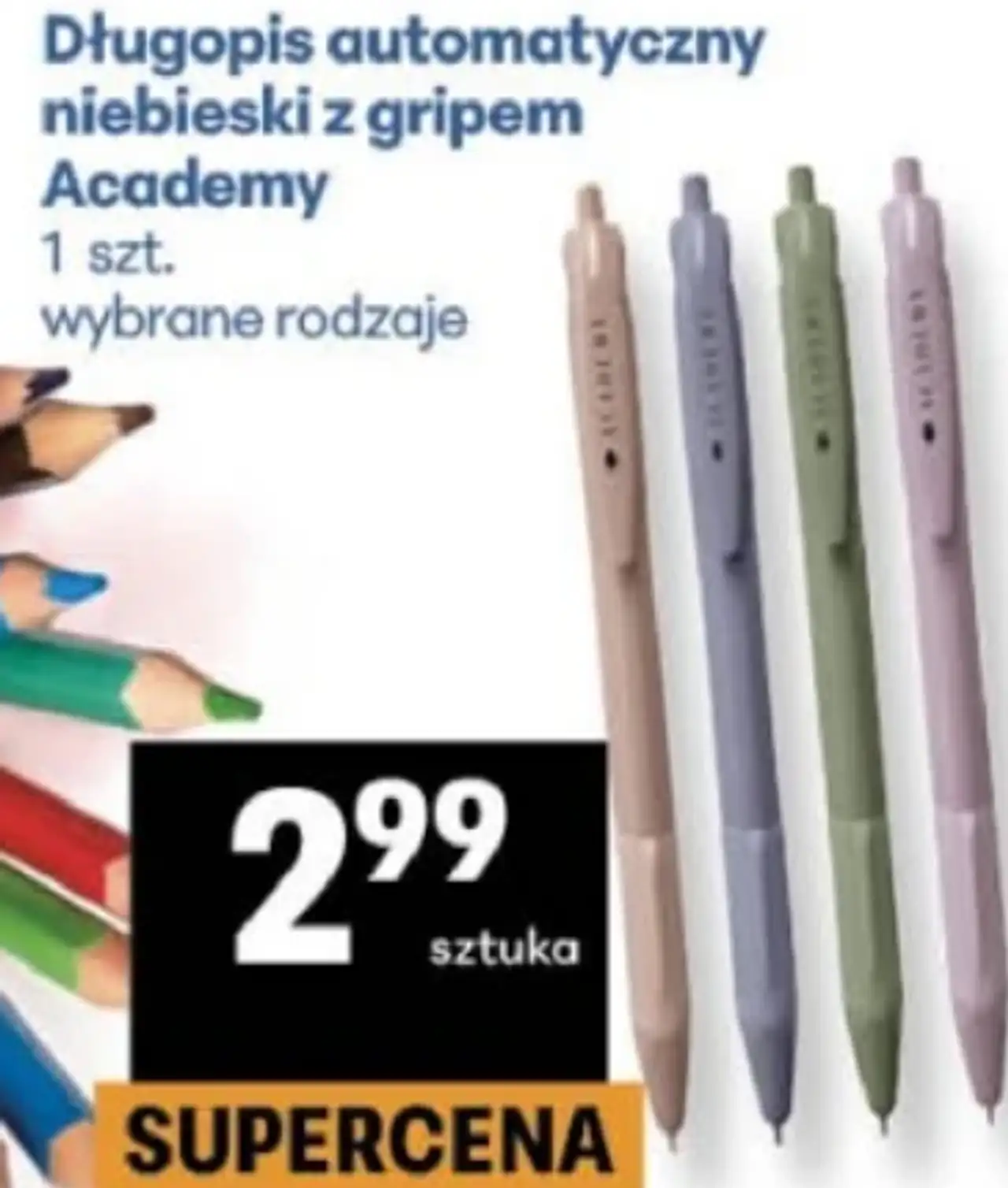 Długopis automatyczny niebieski z gripem Academy