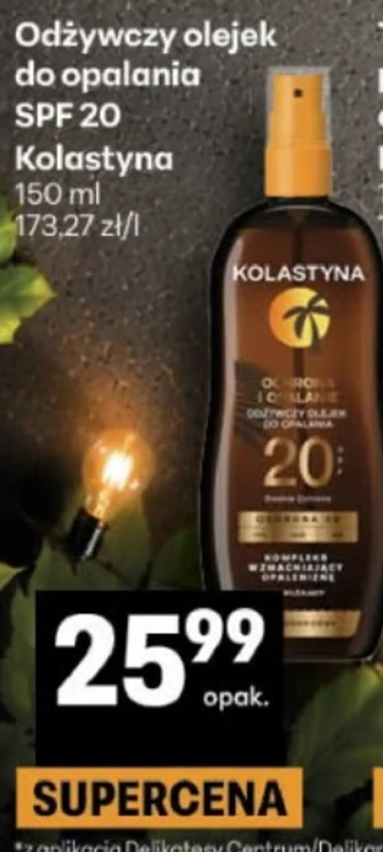 Odżywczy olejek do opalania SPF 20 Kolastyna