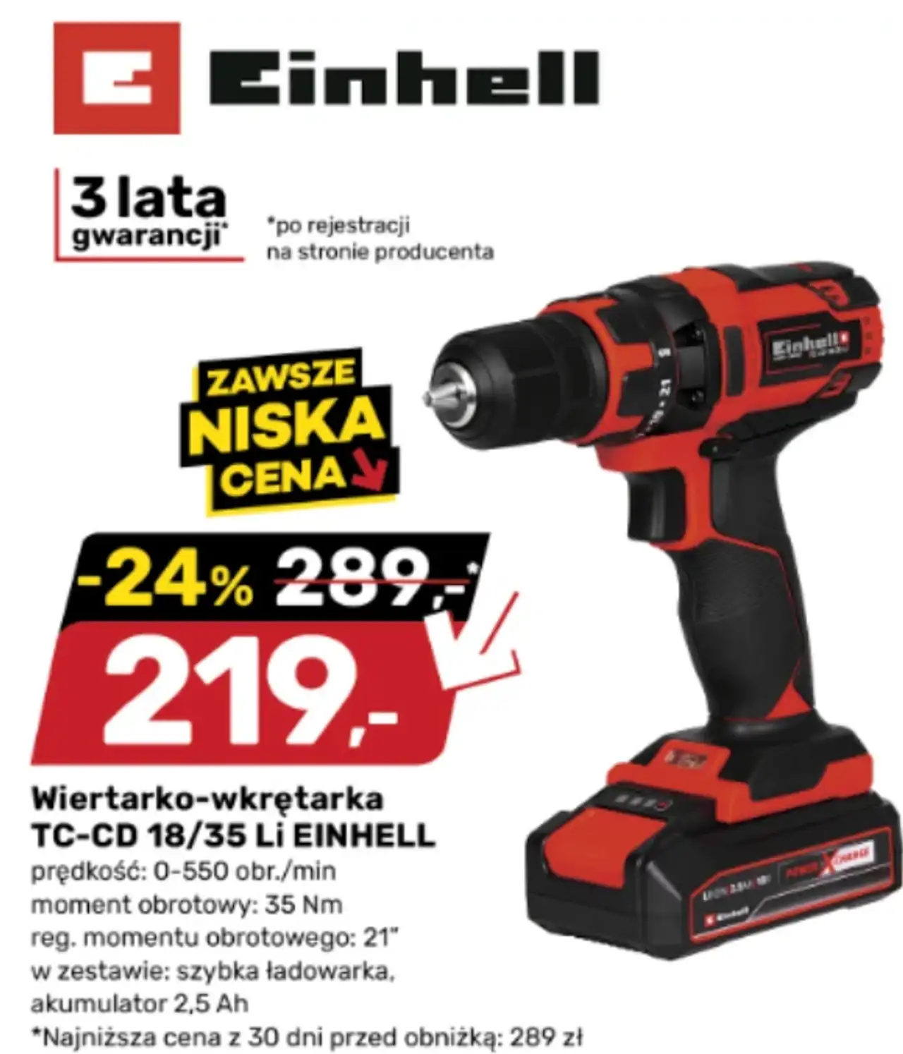 Wiertarko-wkrętarka TC-CD 18/35 Li EINHELL