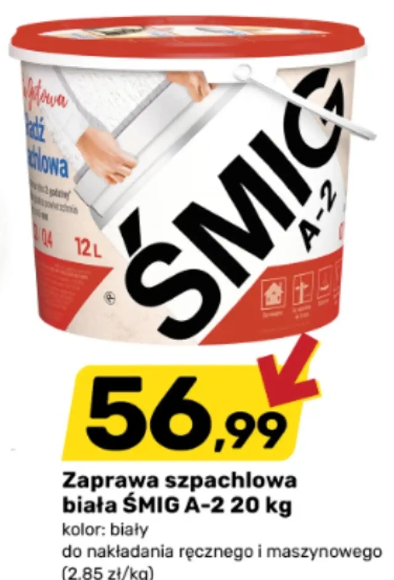 Zaprawa szpachlowa biała ŚMIG A-2 20 kg