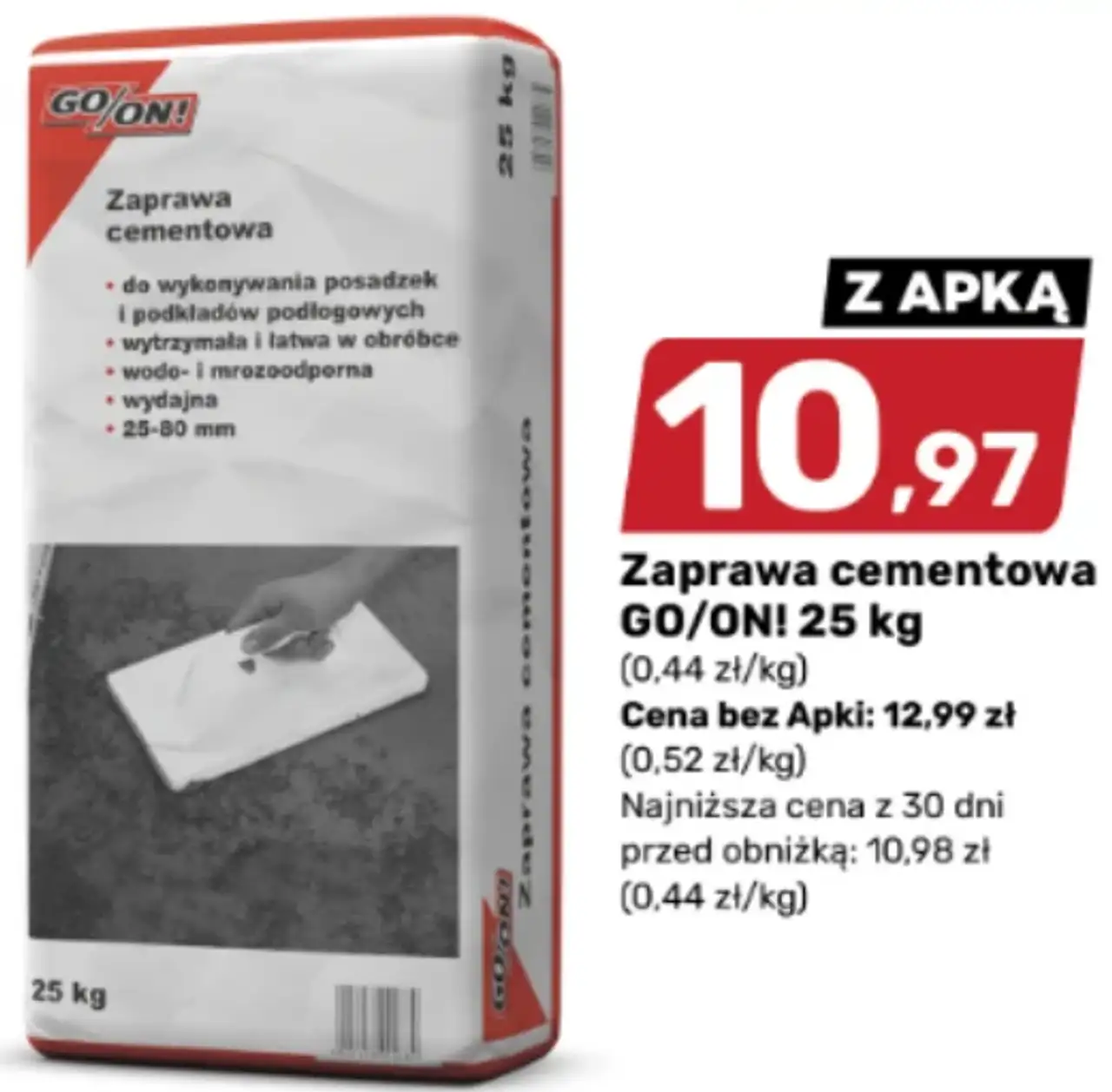 Zaprawa cementowa GO/ON! 25 kg