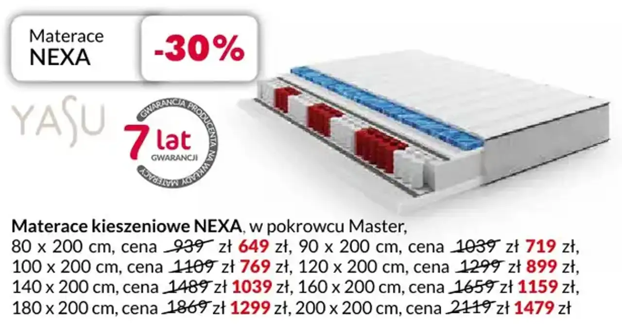 Materace kieszeniowe NEXA, w pokrowcu Master