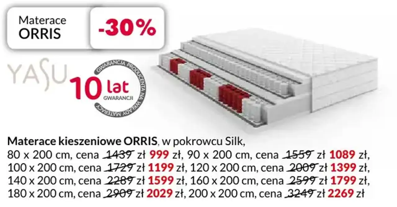 Materace kieszeniowe ORRIS, w pokrowcu Silk