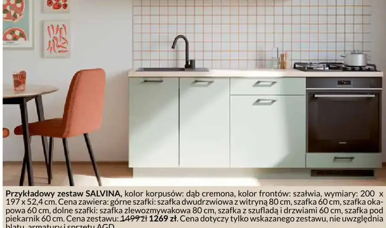 Przykładowy zestaw kuchenny SALVINA szałwia