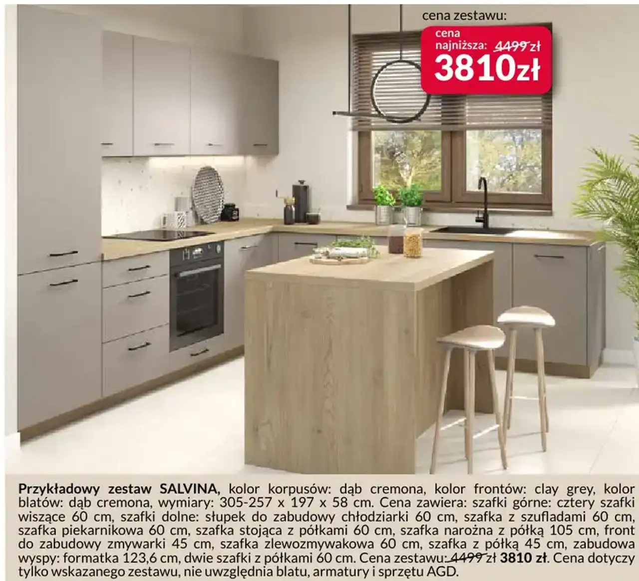 Przykładowy zestaw kuchenny SALVINA clay grey