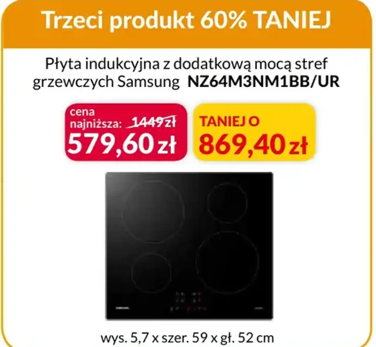 Płyta indukcyjna z dodatkową mocą stref grzewczych Samsung NZ64M3NM1BB/UR