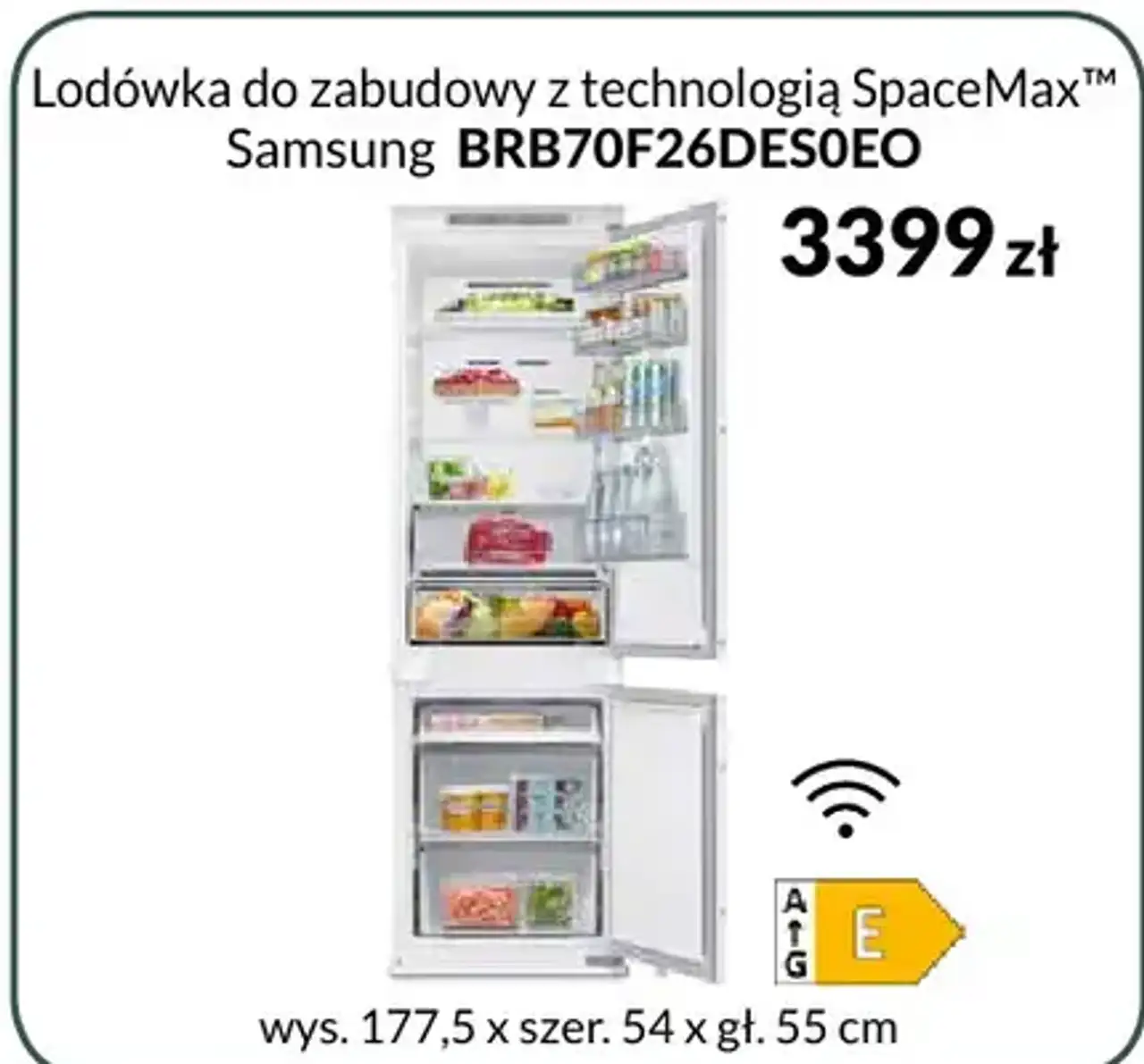 Lodówka do zabudowy z technologią SpaceMax™ Samsung BRB70F26DES0EO