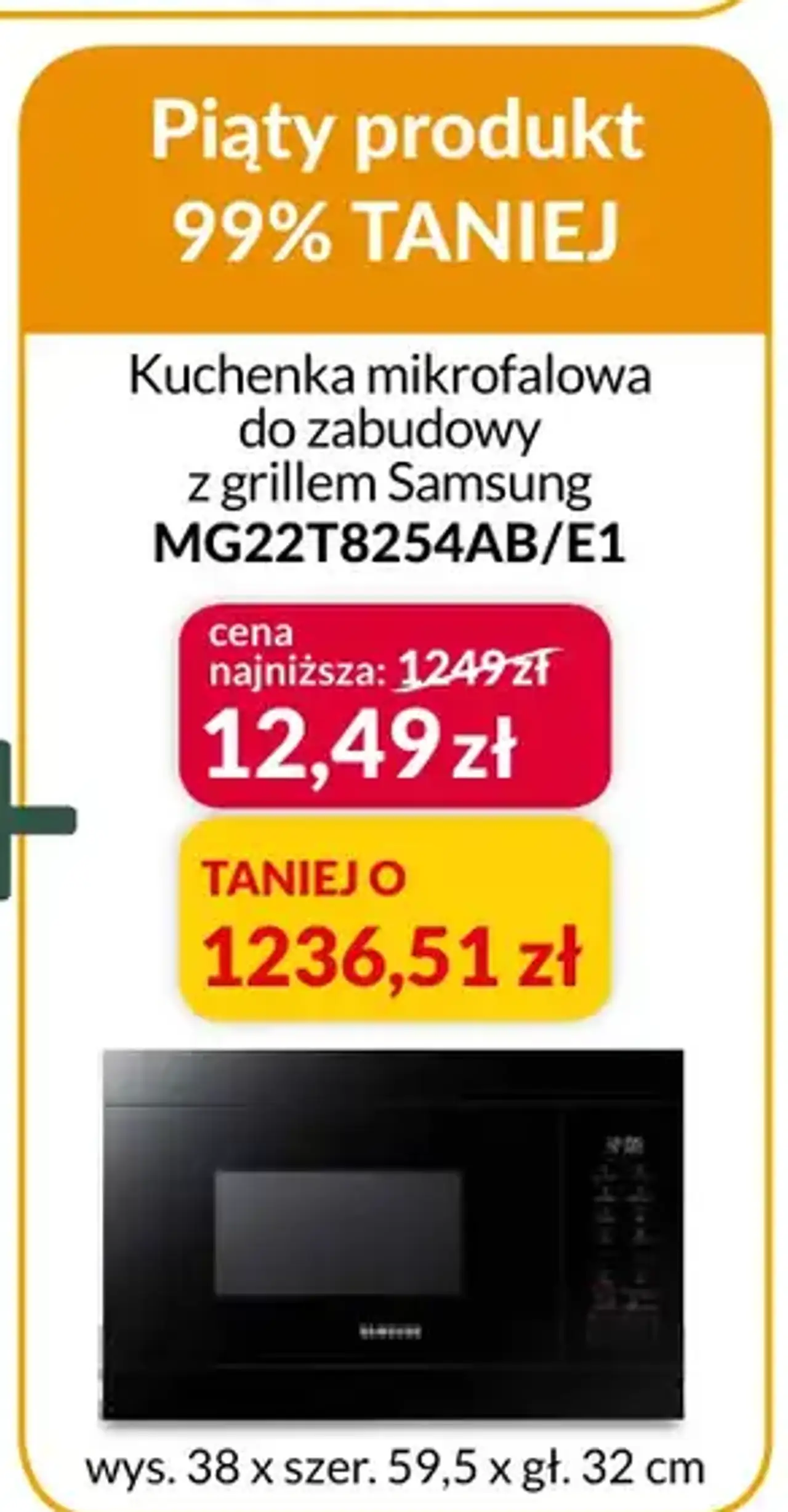 Kuchenka mikrofalowa do zabudowy z grillem Samsung MG22T8254AB/E1