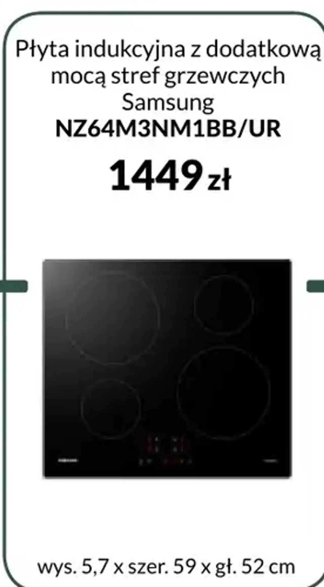 Płyta indukcyjna z dodatkową mocą stref grzewczych Samsung NZ64M3NM1BB/UR