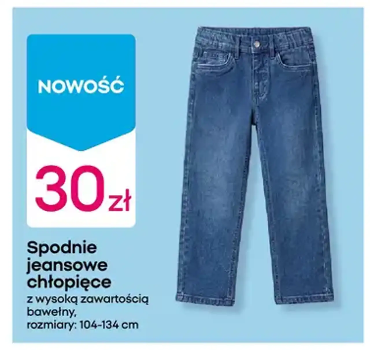 Spodnie jeansowe chłopięce z wysoką zawartością bawełny