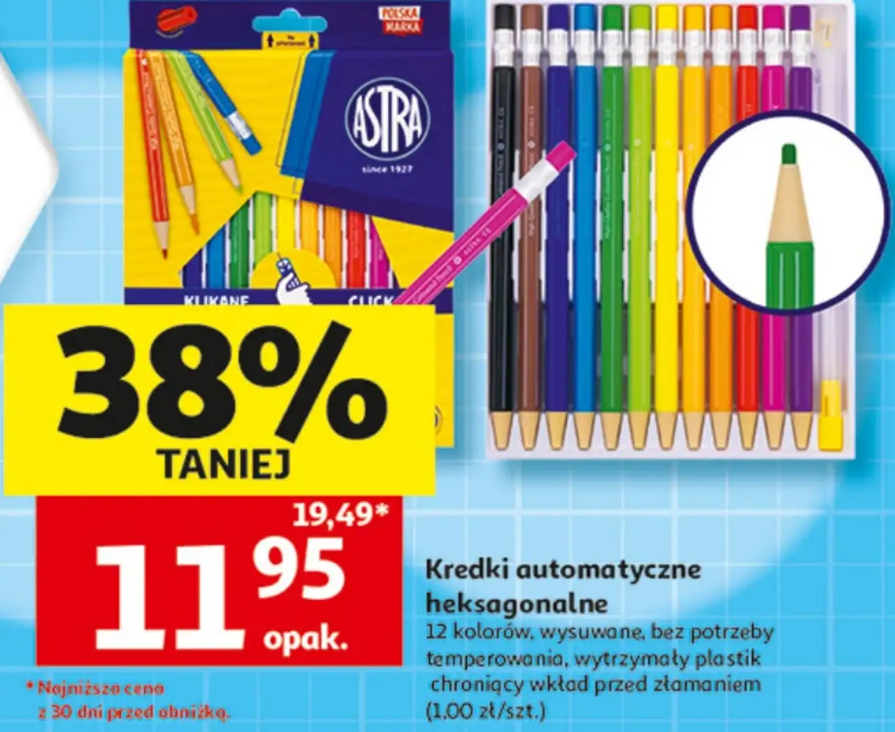Kredki automatyczne heksagonalne Astra