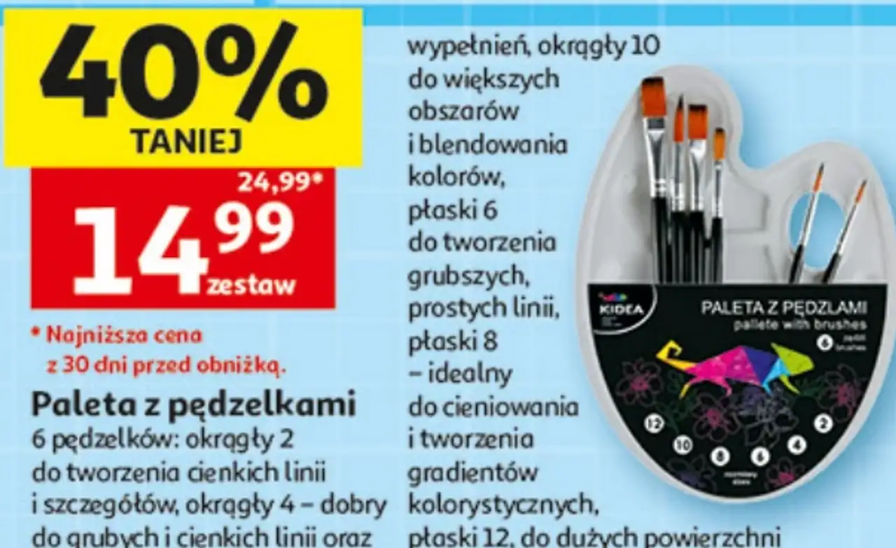 Paleta z pędzelkami Kidea