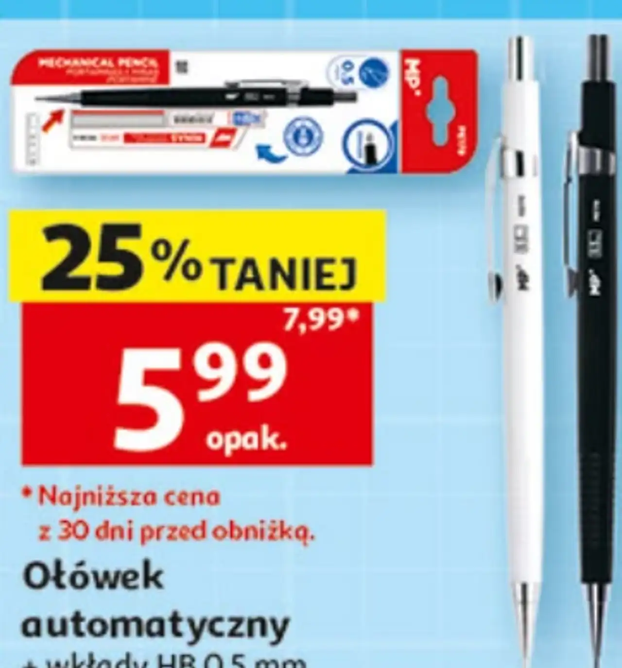Ołówek automatyczny + wkłady HB 0,5 mm MP
