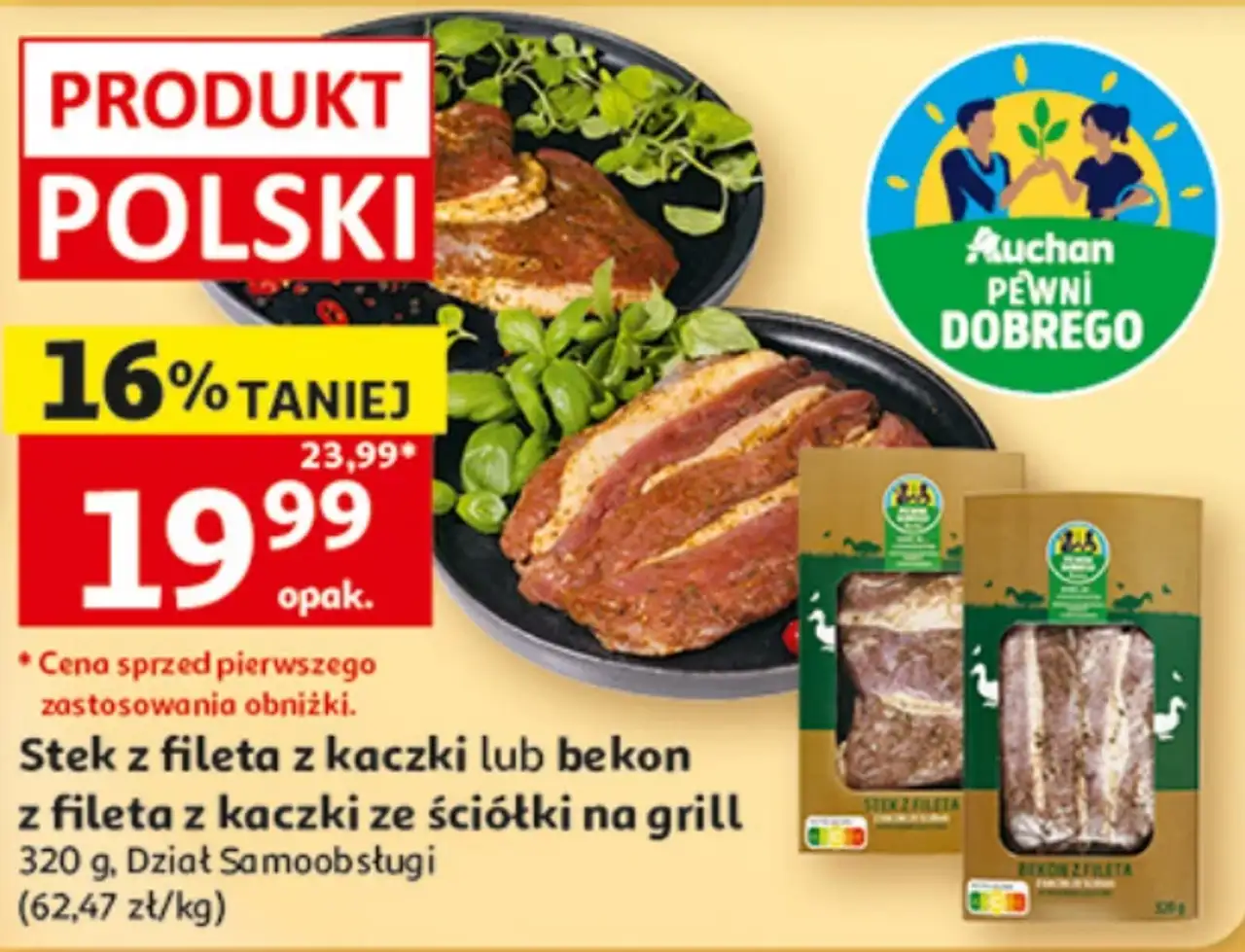 Stek z fileta z kaczki lub bekon z fileta z kaczki ze ściółki na grill
