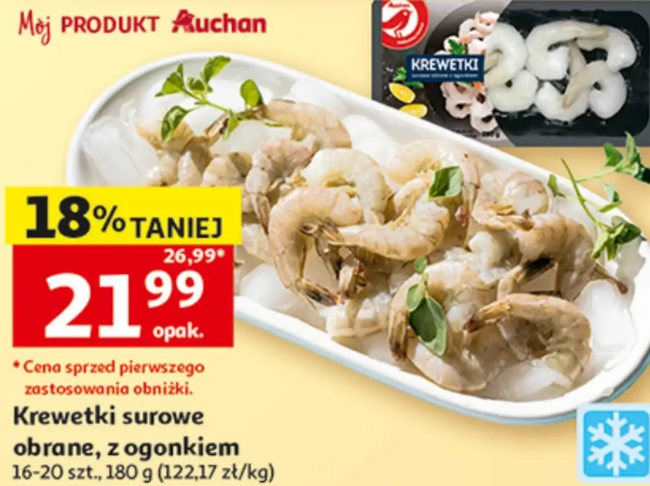 Krewetki surowe obrane, z ogonkiem Auchan